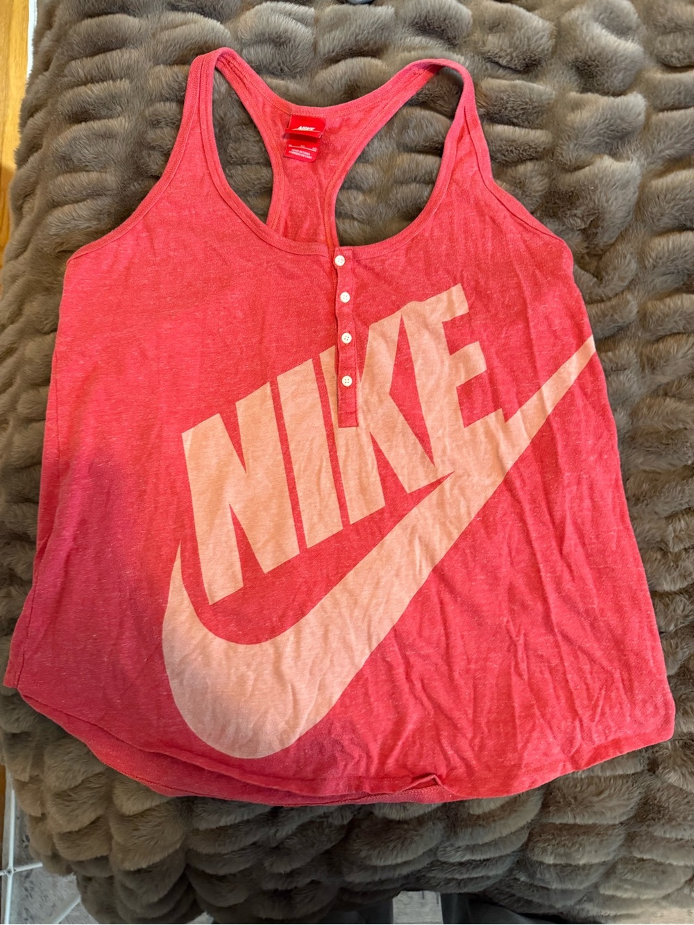 Nike Women's Pink-Red Racerback Tank with Large Logo